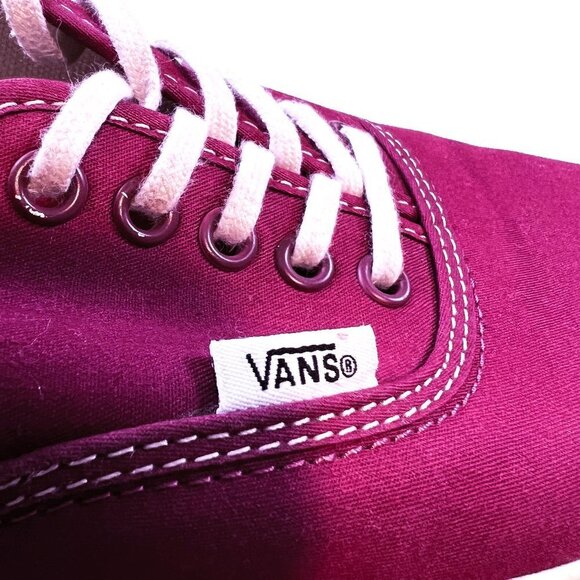 Authentic Vans Burgundy & White Lace-Up Shoes Men's 8.5 Women's 10 - Picture 2 of 12